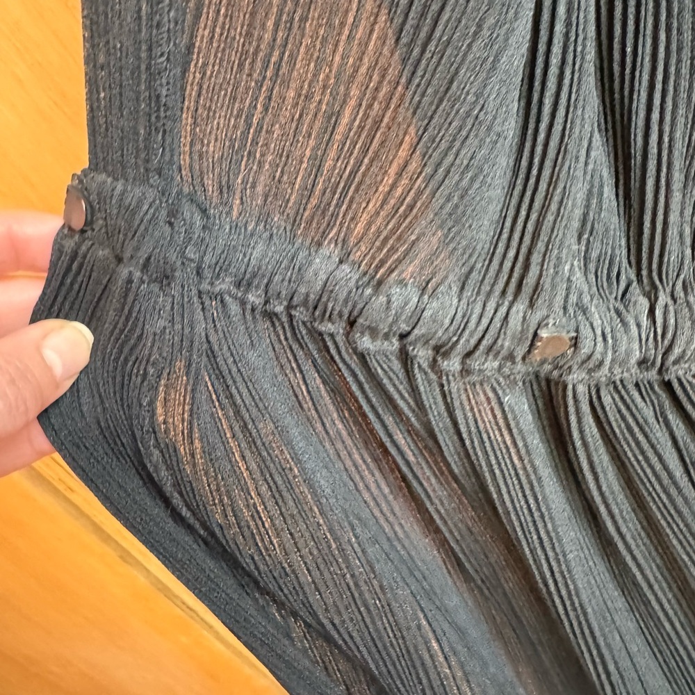 Rare 1978 Halston IV Pleated Black Wrap Dress w/ Balloon Sleeve petite medium M - Picture 12 of 15